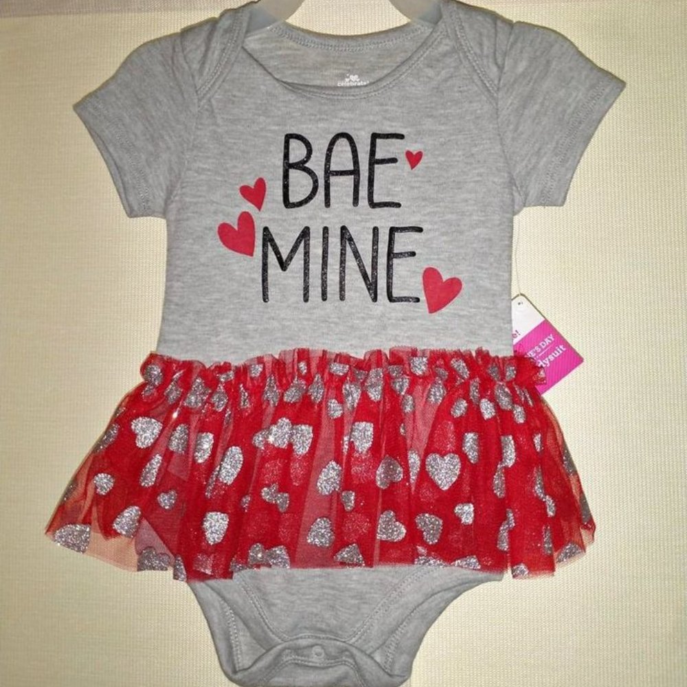 Celebrate baby girl "Bae Mine" onesie bodysuit size 12 month Red K-028